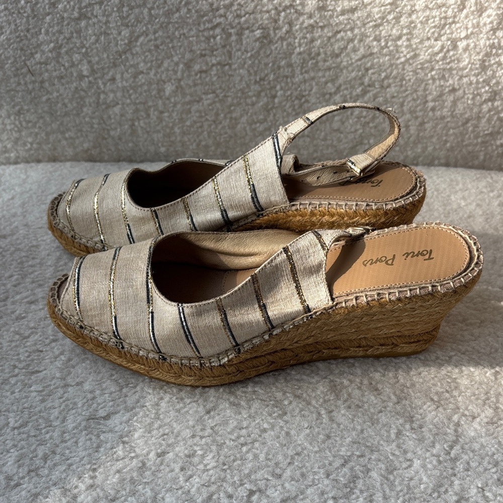 Toni Pons Cream/Gold/Tan Espadrilles